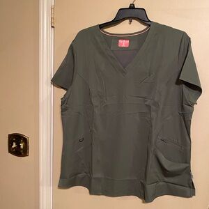 Ava Therese 2x Olive V-Neck Scrub Top - Women